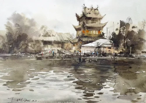 Tina Wang Feng Plein Air Watercolor painting China 04